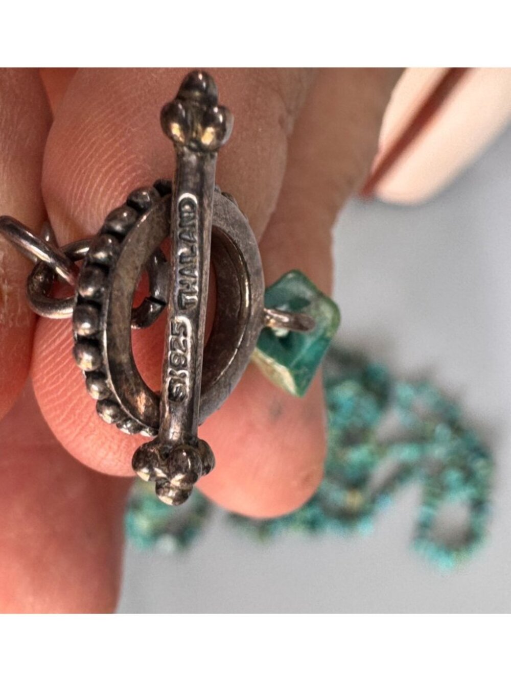 Sally C Treasures SX 925 Sterling Silver Turquoise Chip Necklace 82" Endless Wra - Picture 6 of 6